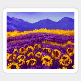 Purple Aesthetic Sunflowers Impressionist Landscape Sticker